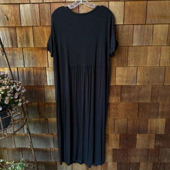 NWT J. Jill Black Relaxed Fit Jersey Knit Short Sleeve Maxi Dress w/Pockets - 1X - Picture 7 of 10